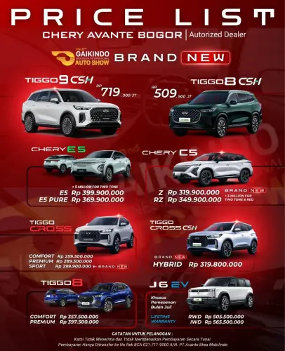 Pricelist Harga Chery susukan 2025